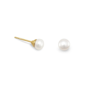 14 Karat Gold Plated Cultured Freshwater Pearl Stud Earrings 14 Karat Gold Plated Cultured Freshwater Pearl Stud Earrings