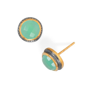 Two Tone Chalcedony Stud Earrings Two Tone Chalcedony Stud Earrings