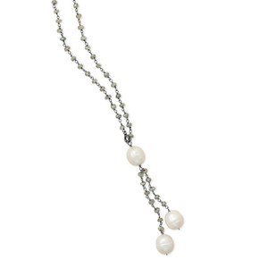 Labradorite Necklace with Cultured Freshwater Pearl Drop Labradorite Necklace with Cultured Freshwater Pearl Drop
