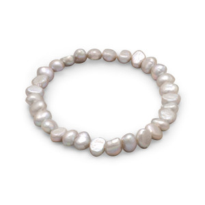 Silver Cultured Freshwater Pearl Stretch Bracelet Silver Cultured Freshwater Pearl Stretch Bracelet