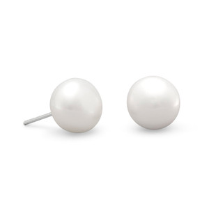 White Cultured Freshwater Pearl Stud Earrings White Cultured Freshwater Pearl Stud Earrings