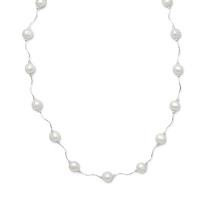16+2 Extension Wave Design Necklace with Cultured Freshwater Pearls 16+2 Extension Wave Design Necklace with Cultured Freshwater Pearls