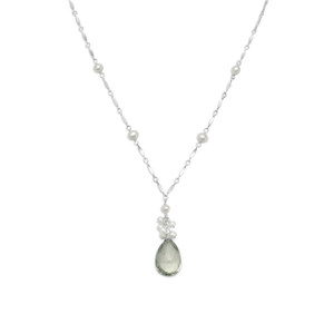 16+2 Extension Prasiolite and Cultured Freshwater Pearl Necklace 16+2 Extension Prasiolite and Cultured Freshwater Pearl Necklace