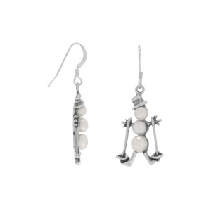 Cultured Freshwater Pearl Skiing Snowman Earrings Cultured Freshwater Pearl Skiing Snowman Earrings