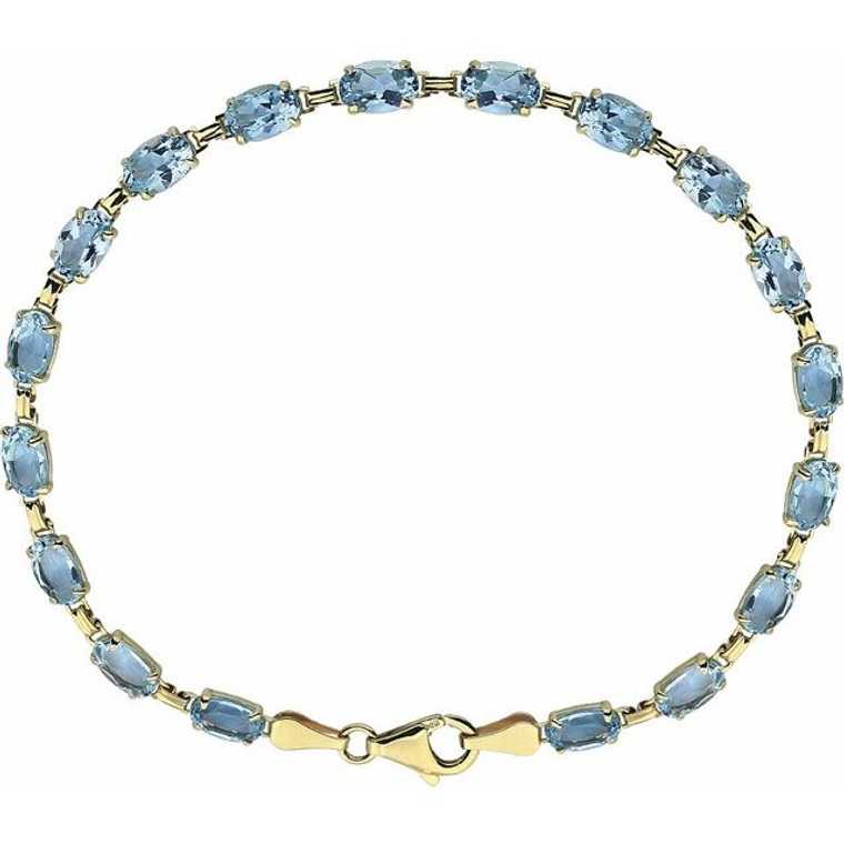 14K Yellow Natural Sky Blue Topaz 7.25" Bracelet
