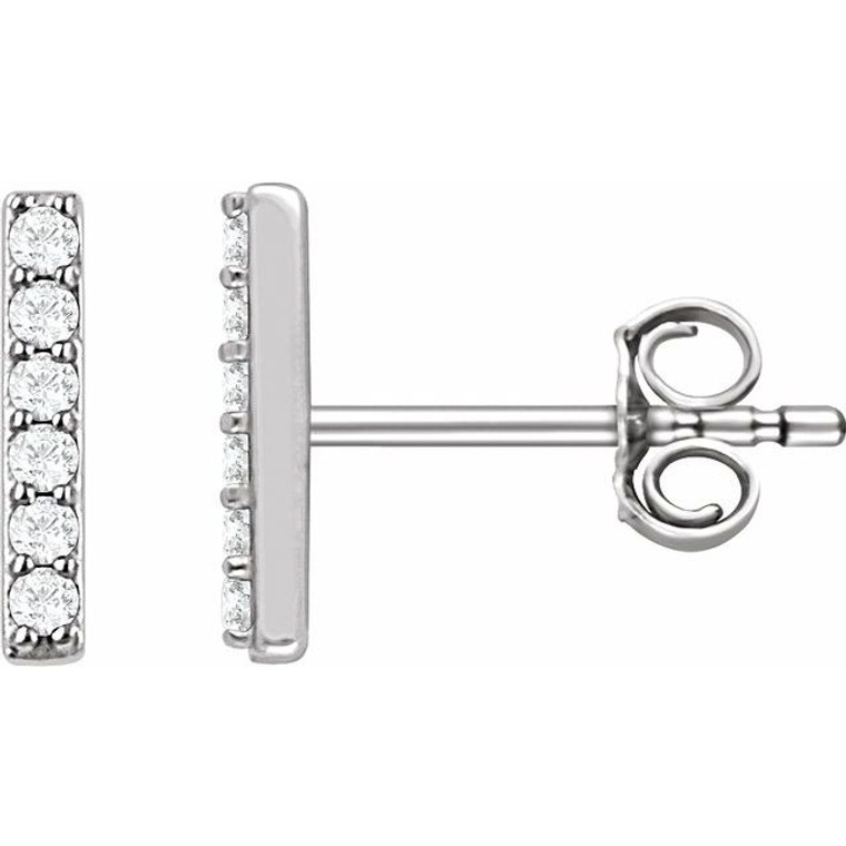 14K White 1/10 CTW Natural Diamond Bar Earrings