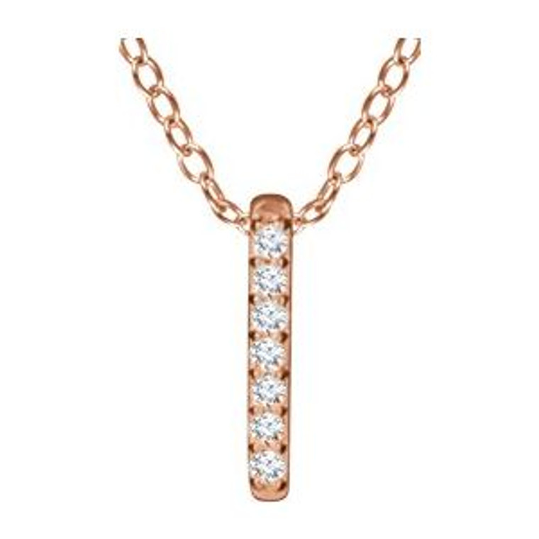 14K Rose .05 CTW Natural Diamond Bar 16-18" Necklace