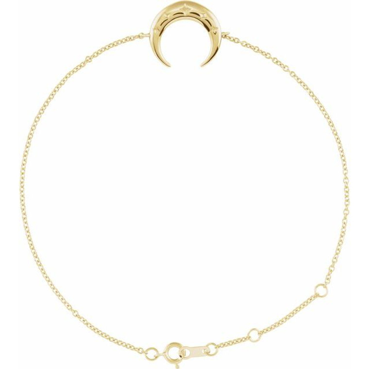 14K Yellow Adjustable Crescent 6 1/2"-7 1/2" Bracelet