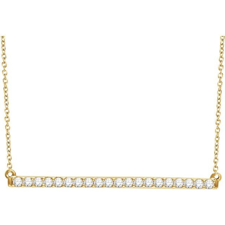 14K Yellow 1/2 CTW Natural Diamond Bar 16-18" Necklace