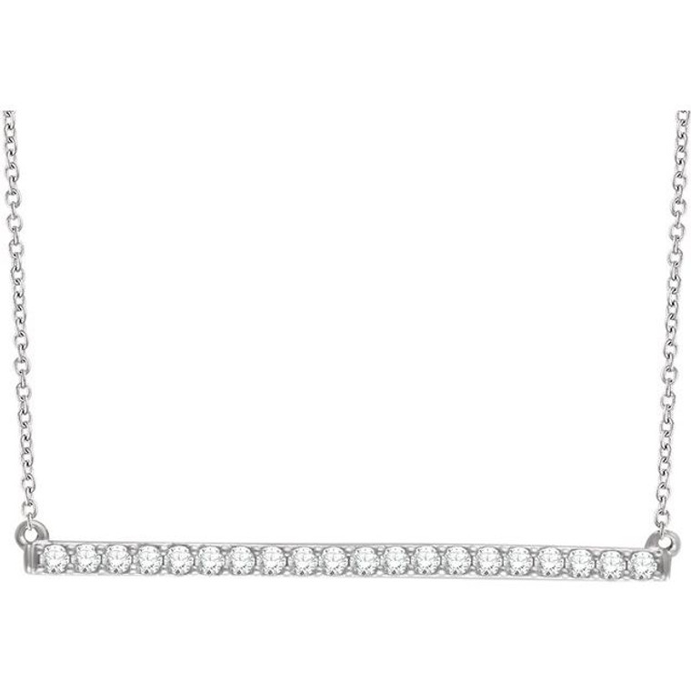 14K White 1/2 CTW Natural Diamond Bar 16-18" Necklace