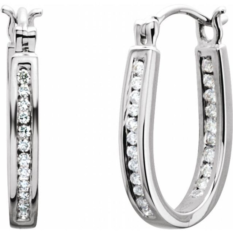 14K White 13 mm 1/4 CTW Natural Diamond Inside-Outside Hoop Earrings