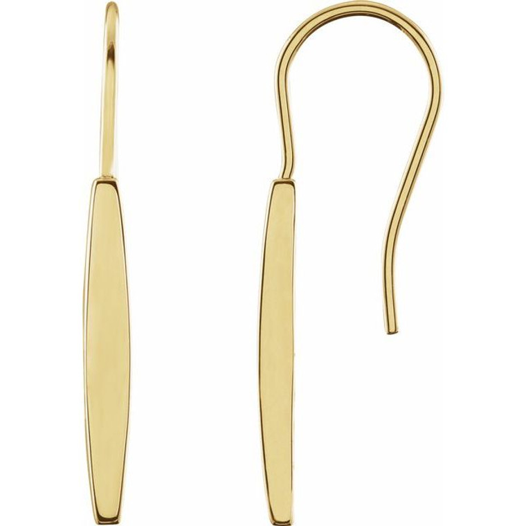 14K Yellow Bar Earrings