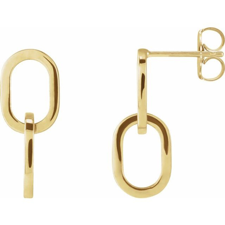 14K Yellow Interlocking Oval Earrings