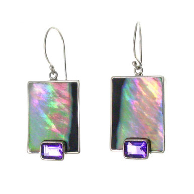Penguin Shell and Amethyst Earrings-1