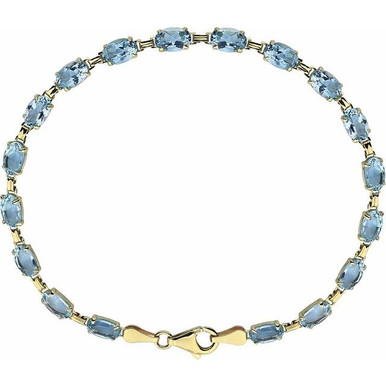 14K Yellow Natural Sky Blue Topaz 7.25" Bracelet