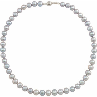 Sterling Silver Gray Cultured Freshwater Pearl 18" Strand