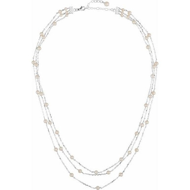 Sterling Silver Cultured White Freshwater Pearl 3-Strand 17" Necklace