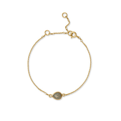 7 + 2 14 Karat Gold Plated Pear Faceted Labradorite Bracelet