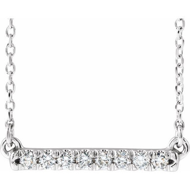 14K White 1/8 CTW Lab-Grown Diamond French-Set Bar 18" Necklace