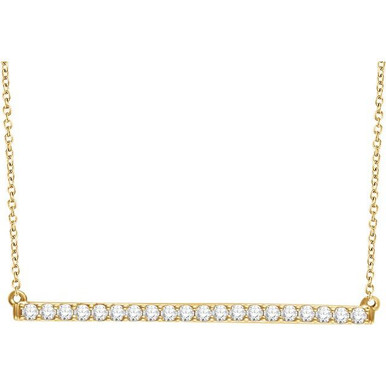 14K Yellow 1/2 CTW Natural Diamond Bar 16-18" Necklace