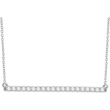 14K White 1/2 CTW Natural Diamond Bar 16-18" Necklace