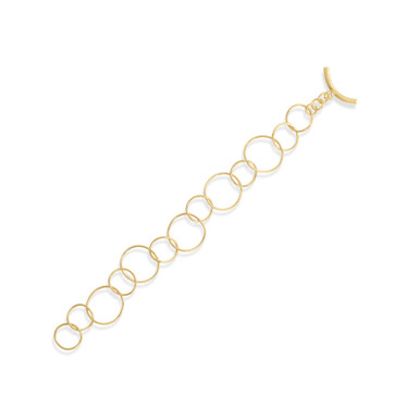 8 14 Karat Gold Plated Alternating Link Toggle Bracelet