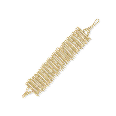 8 14 Karat Gold Plated Stacked Textured Bar Bracelet