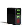 3-Port USB Charger Adapter with Output Display 5V 3A -- Black