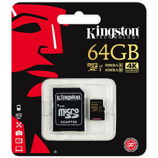 Kingston 64GB Micro SD 90MB/S Class 10 UHS-I Flash Memory Card TF