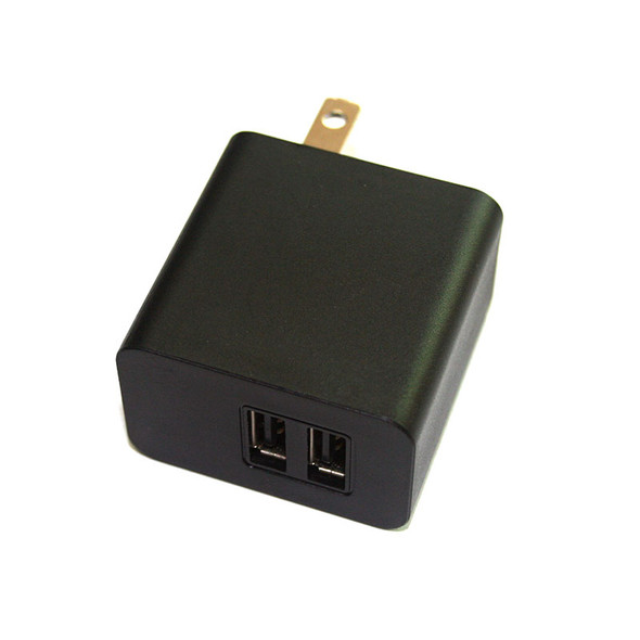 12W 5V 2.4A Dual-Port USB Travel Charger Adapter -Black