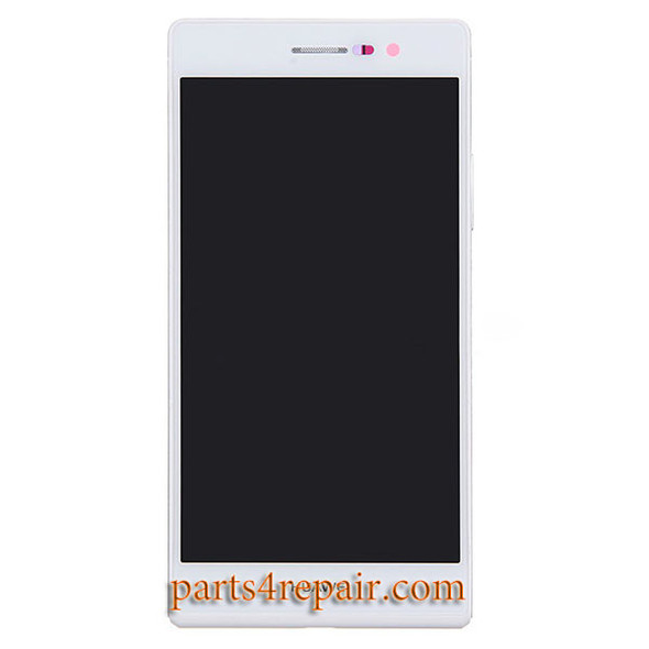 Complete Screen Assembly with Bezel for Huawei Ascend P7 -White