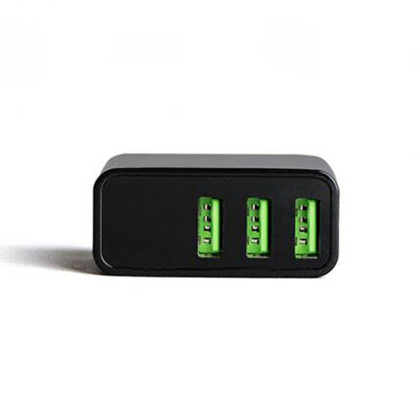 3-Port USB Charger Adapter with Output Display 5V 3A -- Black