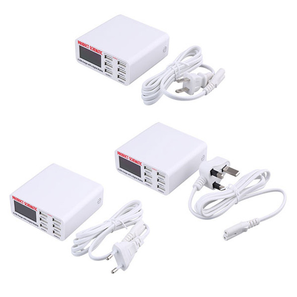 Portable 6 Ports USB Charger with a Digitizer Display for All Phones & Tablets
