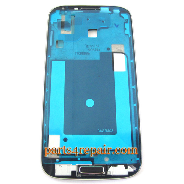 Front Housing Bezel with Blue Home Button for Samsung I9500 Galaxy S4 -Blue