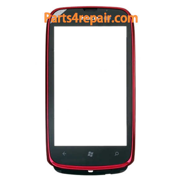 Nokia Lumia 610 Touch Screen with Bezel -Red in www.parts4repair.com