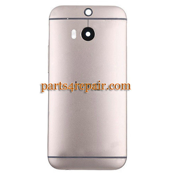 Back Cover with Side Keys for HTC One M8 -Gold from www.parts4repair.com