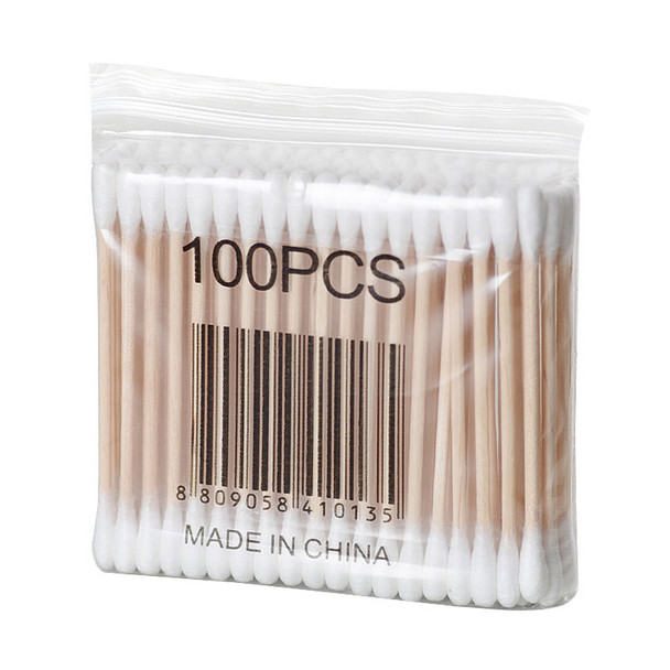 100pcs/packet Cotton Swabs with Wooden Shaft