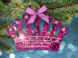 1orn:ROYAL CROWN Jumbo Glitter Ornament Swarovski Crystals w/ Free Personalization