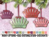 1orn:ROYAL CROWN Shabby-Chic Ornament Swarovski Crystals w/ Free Personalization