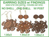 Earrings Sassy Sea Turtles (1/set of 2) Laser-Engraved/Cut Wood