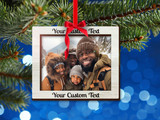 orn: Hardwood 2/set - 5/set HRECT Holiday Photo Ornament