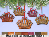 1orn:ROYAL CROWN Exotic Wood Ornament Swarovski Crystals w/ Free Personalization