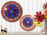hxw: TRIPLE STAR Engraved Wood Hand-Painted (08-36") PA Dutch Hex Sign