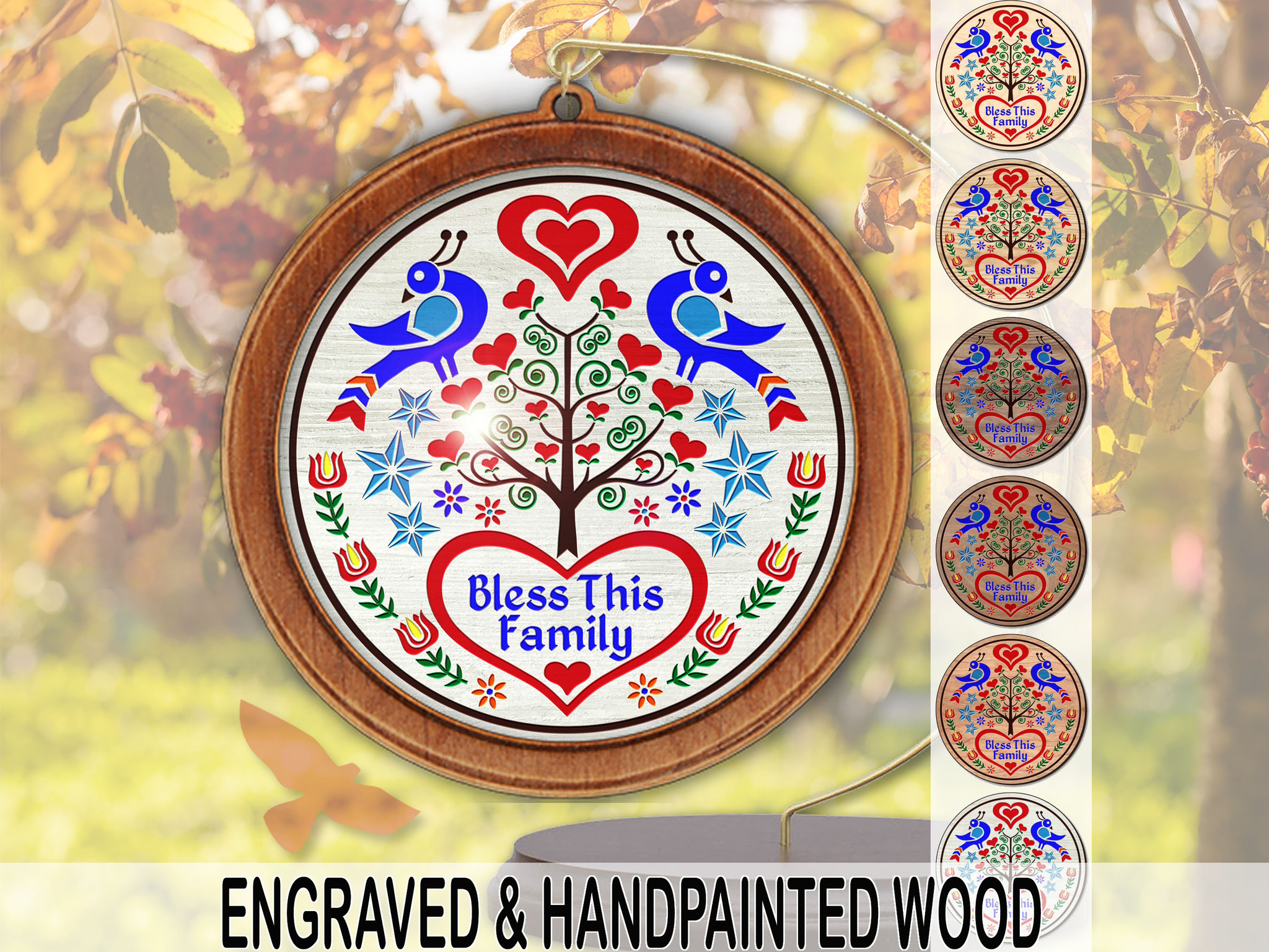 Bless This Family PA Dutch Ornament Personalized by Red Tail Crafters
