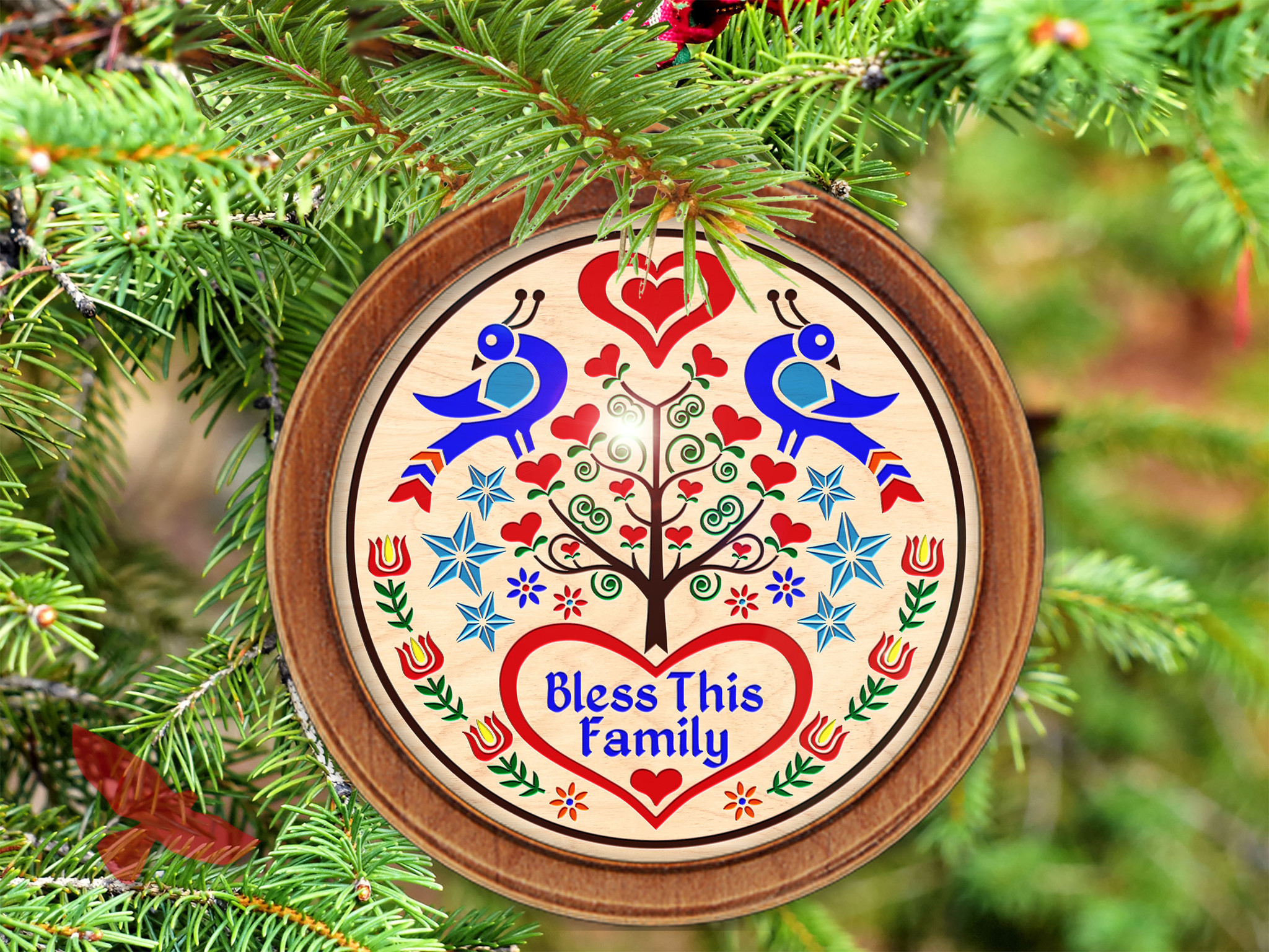 Bless This Family PA Dutch Ornament Personalized by Red Tail Crafters