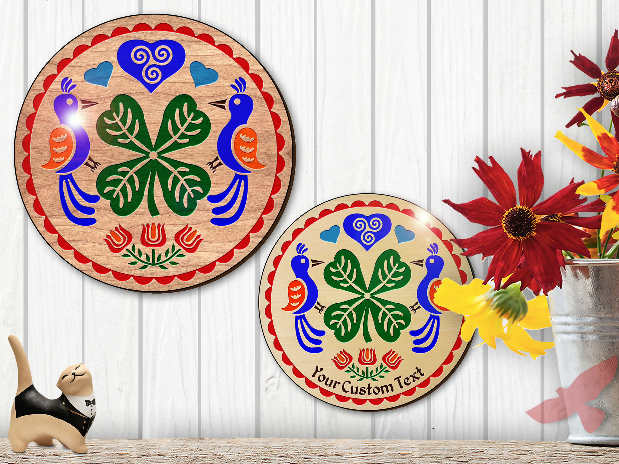 PA Dutch Custom Hex Sign Irish Engraved Hand-Painted Hardwood by