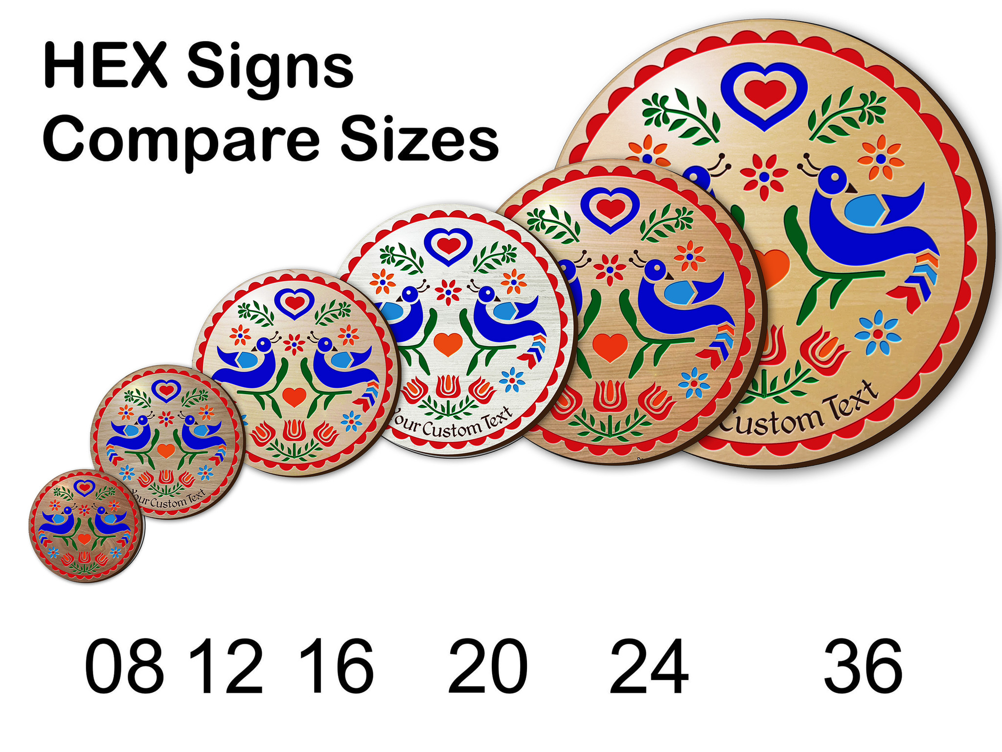 PA Dutch Custom Hex Sign Double-Headed Eagle Engraved Hand-Painted