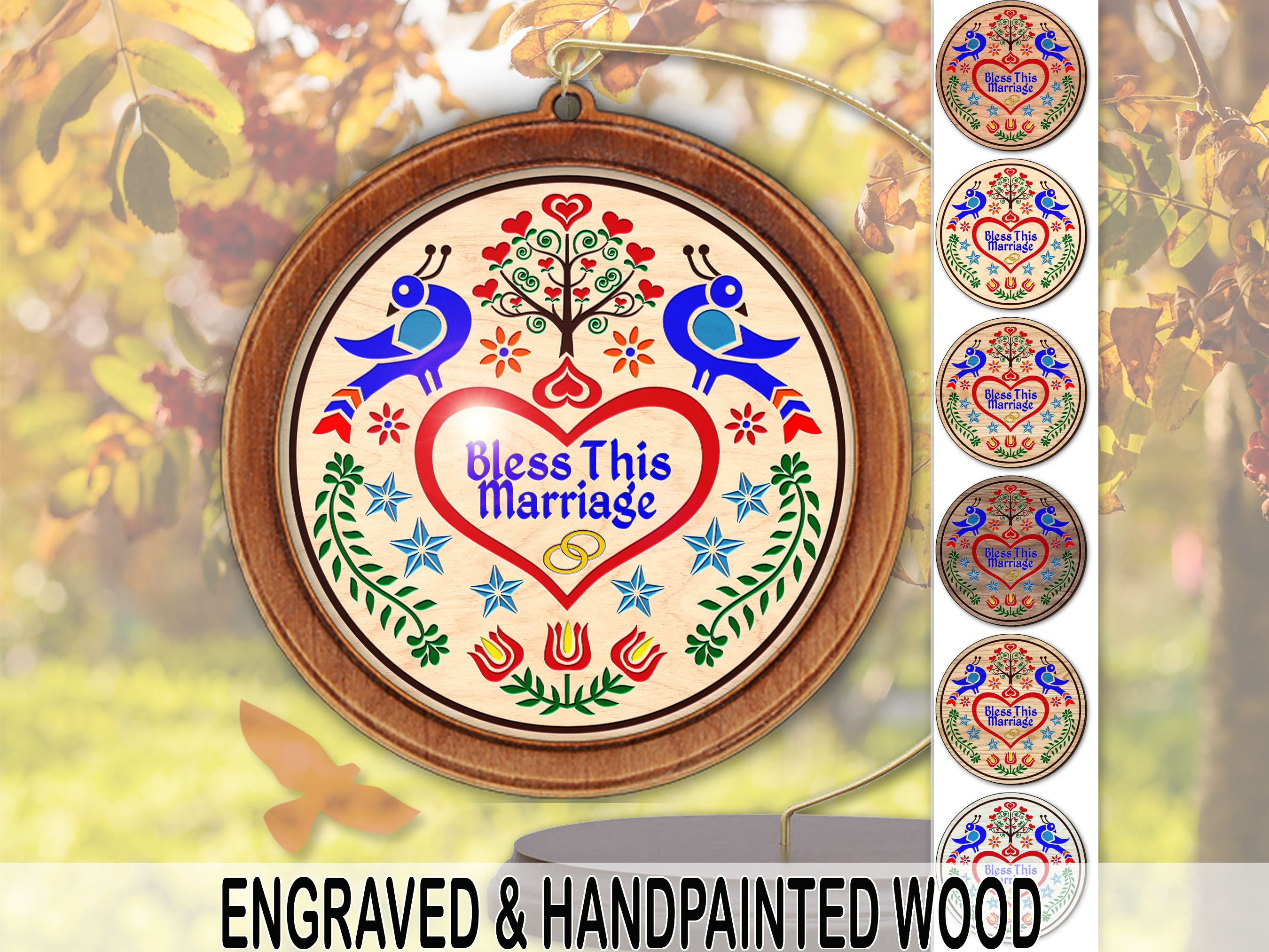Bless This Marriage PA Dutch Ornament Handcrafted and Personalized