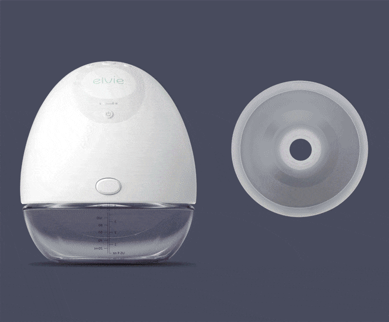 An animated GIF showing a nipple cushion being inserted into an Elvie Pump, to demonstrate how it fits into the part of the pump that is placed over the nipple