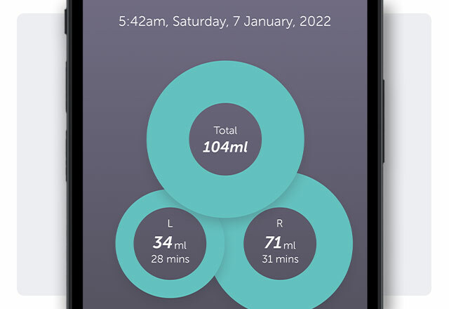 Image of Elvie App screen with volume measurements